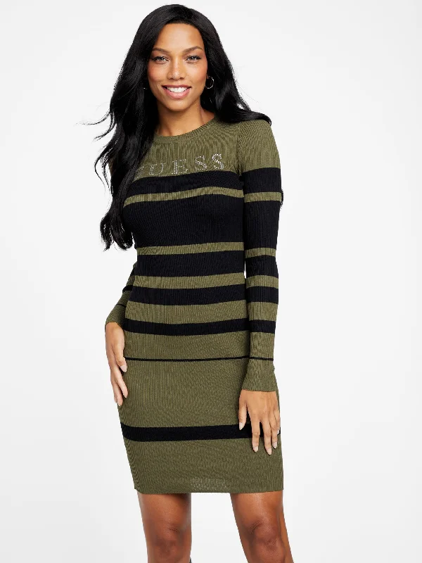 Luna Sweater Striped Dress Elasticated Padded Insulated