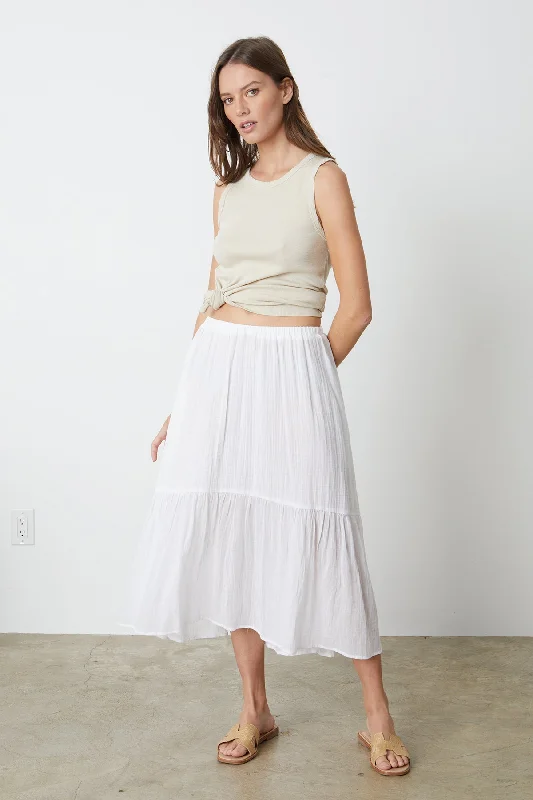 MCKENNA COTTON GAUZE TIERED SKIRT ruffled skirt detail