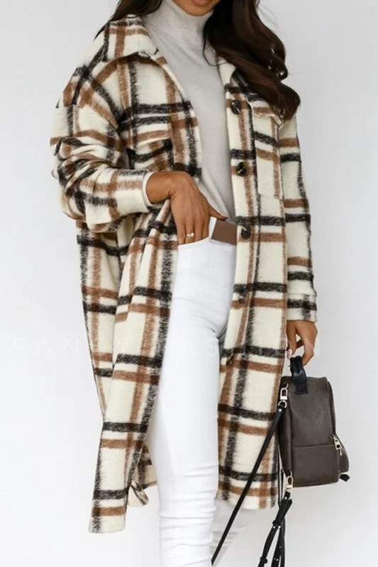 VINTAGE LONG PLAID SHACKET SHIRT JACKET Appliqued Jacket Beaded Jacket Sequined Jacket