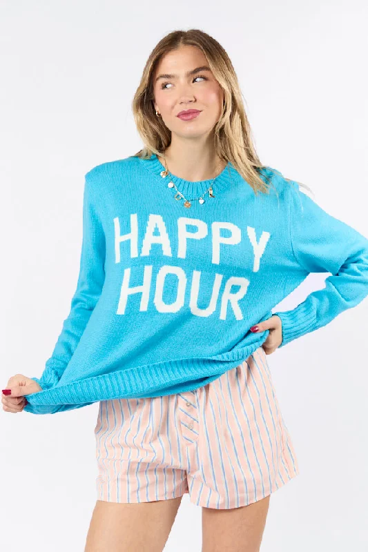 Happy Hour Blue Oversized Sweater FINAL SALE Velvet Chenille Corduroy