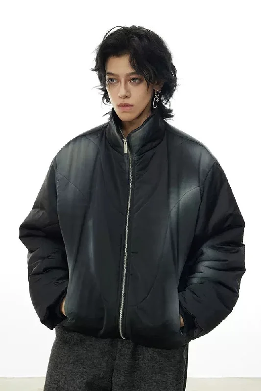 Spray Painted Logo Puffer Jacket Jersey Jacket Tulle Jacket Batik Jacket