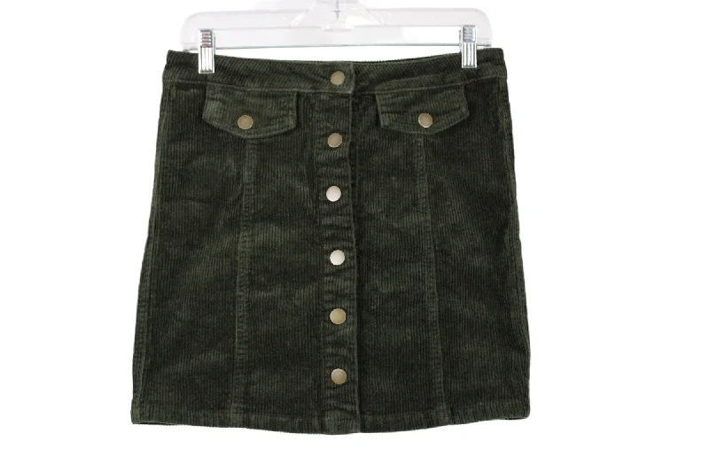 Blue Spice Green Corduroy Skirt | 7 denim skirt classic