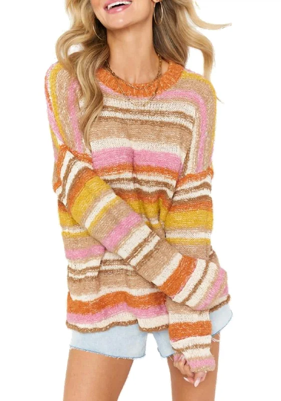 Sue Cuffed Sweater in Multi Anti-Pilling Anti-Shrink Durable