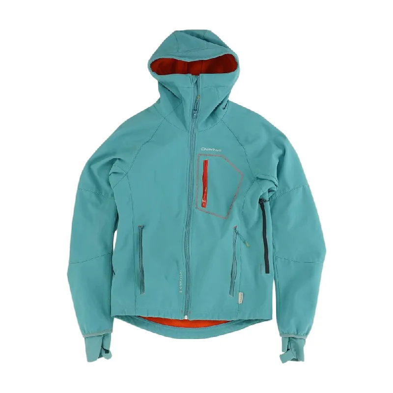 Blue Solid Lightweight Jacket Zippered Jacket Buttoned Jacket Snapped Jacket