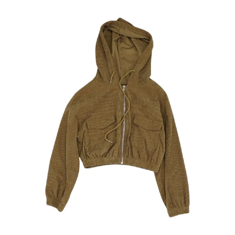 Brown Solid Lightweight Jacket Collared Jacket Crew Neck Jacket Turtle Neck Jacket