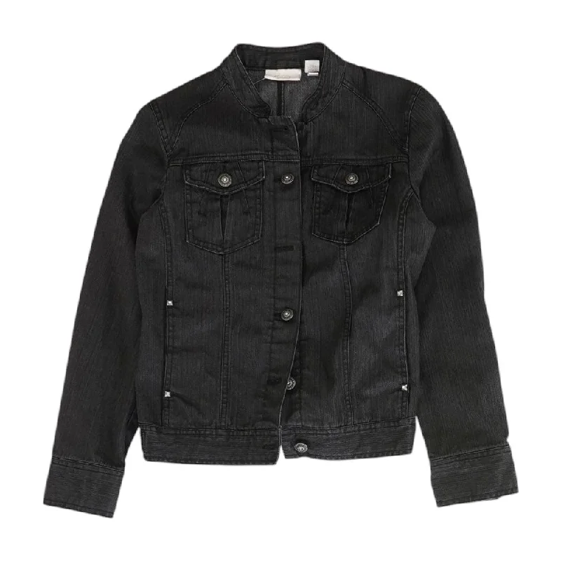 Black Solid Denim Jacket Trench Coat Raincoat Waterproof Jacket