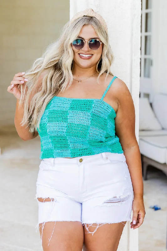 Paint The Sky Blue and Green Checkered Sweater Tank FINAL SALE Jersey Fabric Tulle Fabric Batik Fabric Paint The Sky Blue and Green Checkered Sweater Tank FINAL SALE Jersey Fabric Tulle Fabric Batik Fabric