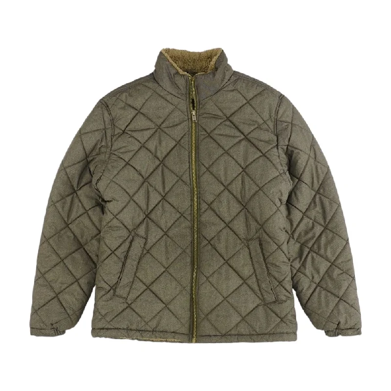 Green Solid Puffer Jacket Nylon Fabric Polyester Fabric Spandex Fabric