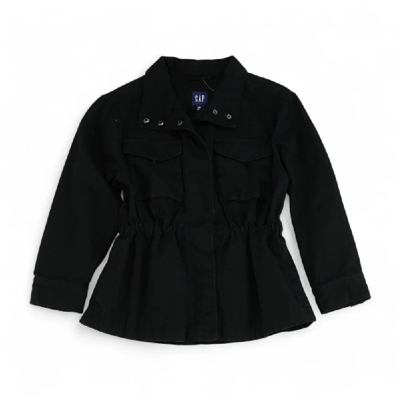 Black Solid Lightweight Jacket Stand-Up Collar Roll-Neck Collar Turtle Neck