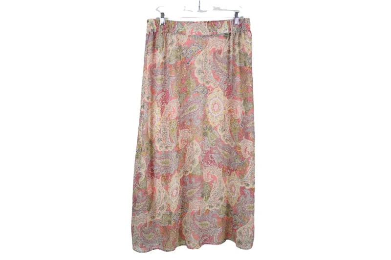 C 1946 Pink Paisley Chiffon Skirt | 14/16 cashmere skirt plush