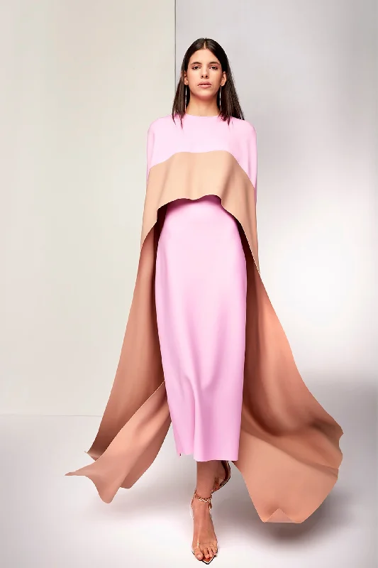 Long sleeve cape top with tea length skirt low waist skirt