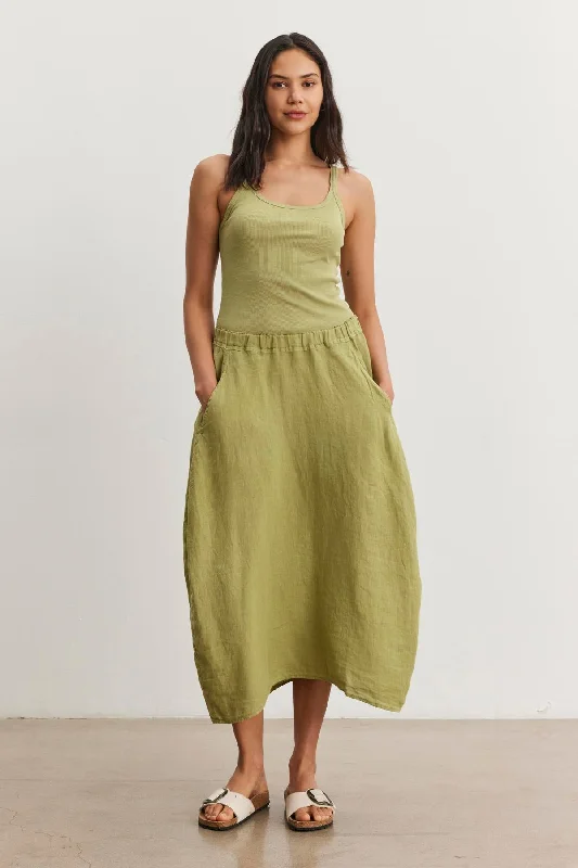 FAE LINEN SKIRT silk skirt lustrous