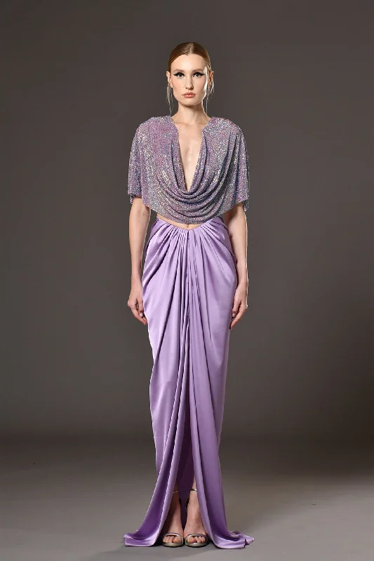 Crystal chainmill top with skirt lightweight skirt design