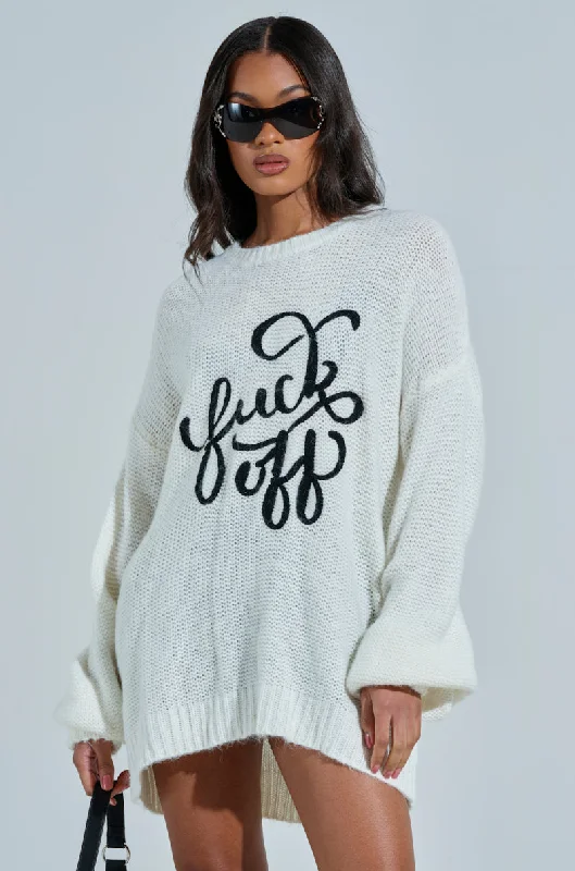 EFF OFF KNIT SWEATER DRESS Polka Dot Checkered Tartan