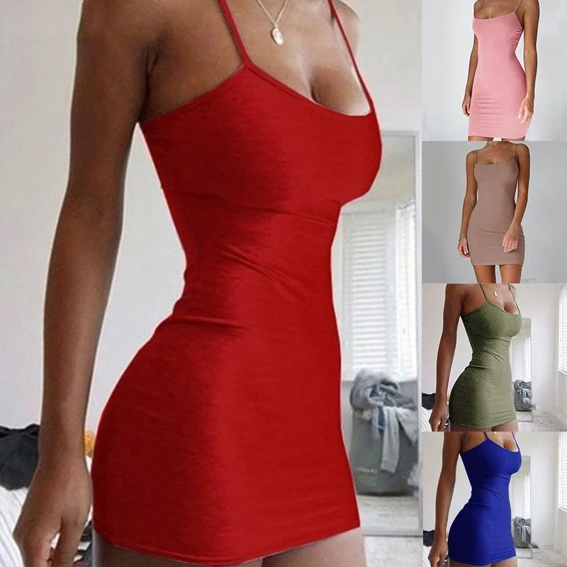 Pure Color Simple Hanging Neck Tight-fitting Hip Skirt lace skirt delicate
