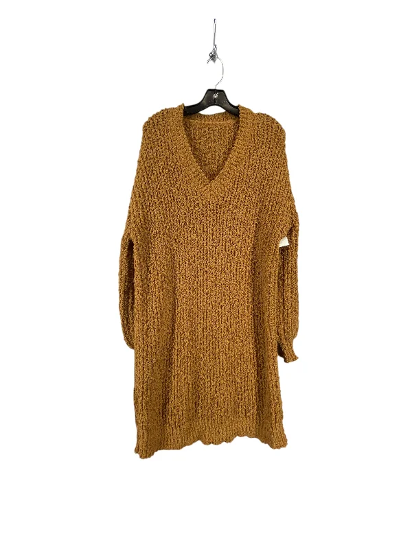 Dress Sweater By Shein In Brown, Size: 1x Striped Floral Plaid