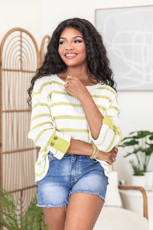 Delicate Dreams Ivory and Olive Striped Sweater FINAL SALE Turtle Neck Boat Neck Asymmetrical Neck Delicate Dreams Ivory and Olive Striped Sweater FINAL SALE Turtle Neck Boat Neck Asymmetrical Neck