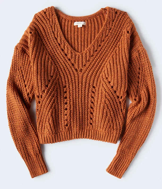 Aeropostale Chunky Knit V-Neck Sweater Casual Formal Business