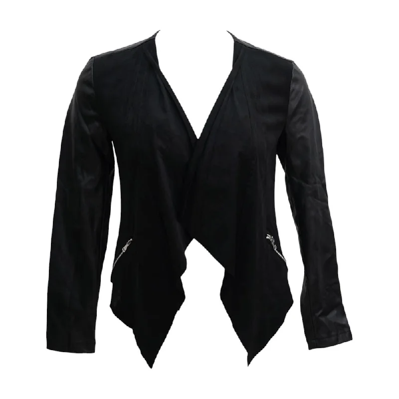 Black Solid Jacket Jacket Blazer Coat