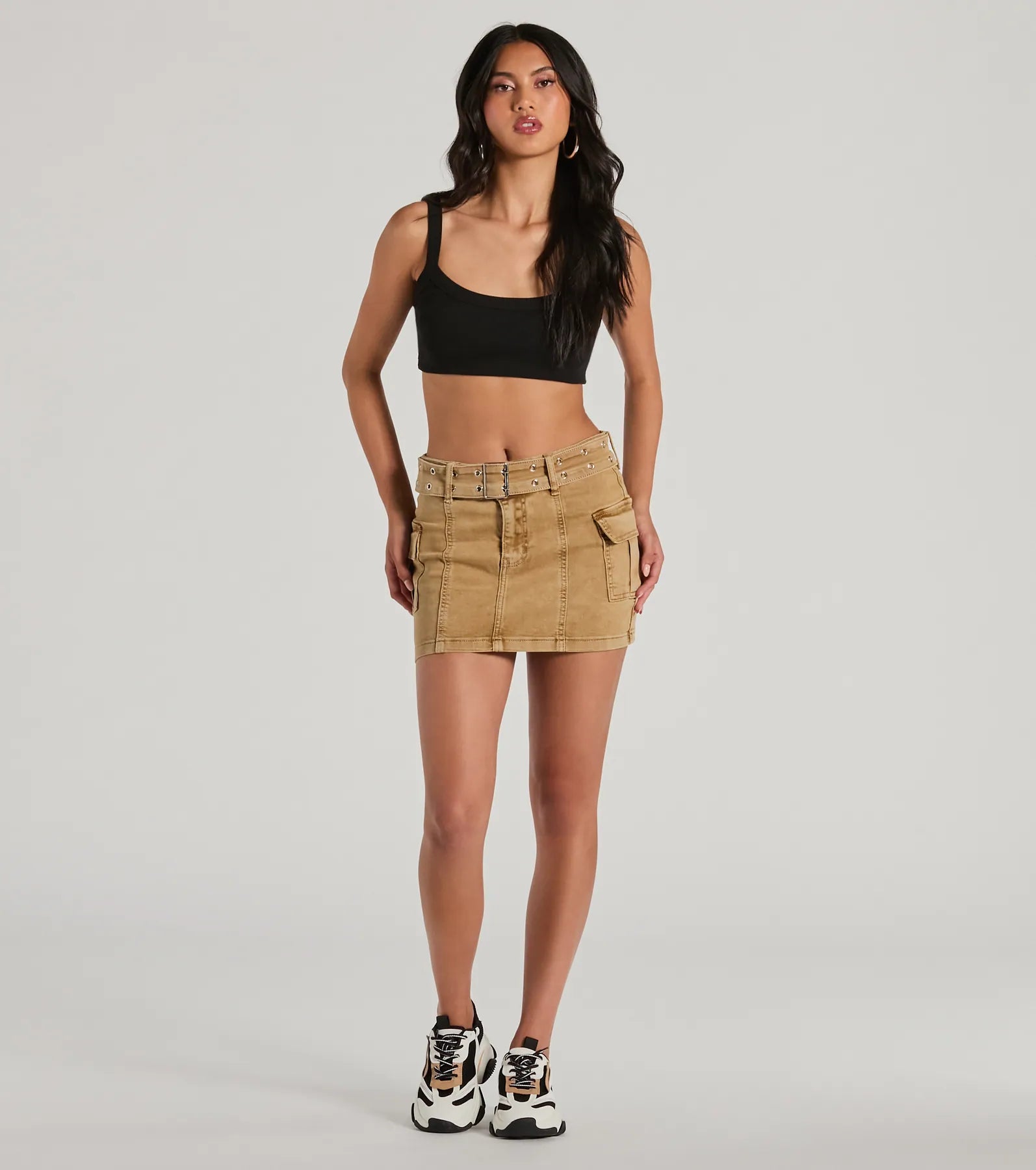 Top Of The Trends Belted Cargo Mini Skirt pencil skirt chic