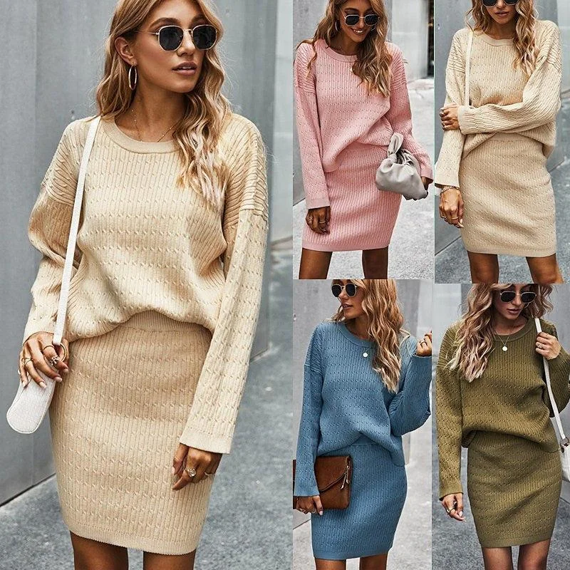 Minimalist solid color sweater suit Beaded Sweater Sequined Faux Fur