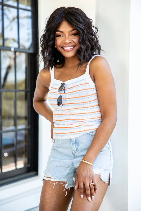 Always The Answer Orange Striped Sweater Tank FINAL SALE Stretchy Elastic Breathable Always The Answer Orange Striped Sweater Tank FINAL SALE Stretchy Elastic Breathable