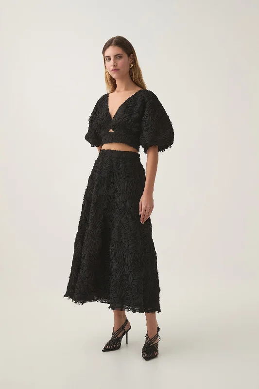 Florential Textured Midi Skirt chiffon skirt lightweight