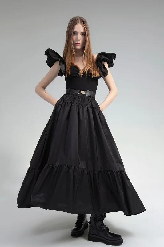 Batwig sleeves top with taffeta skirt boho skirt vibe