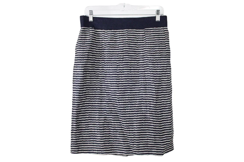 Ann Taylor LOFT Blue Tan Striped Skirt | 8 athletic skirt fit