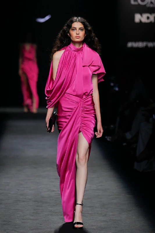 Asymmetrical skirt with pleated top midi skirt versatile