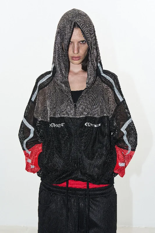 Mesh Colorblock Hooded Mask Jacket Striped Jacket Polka Dot Jacket Floral Jacket