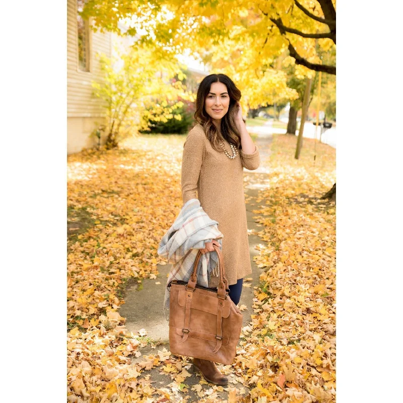 Camel Sweater Dress Mesh Fabric Canvas Fabric Denim Fabric