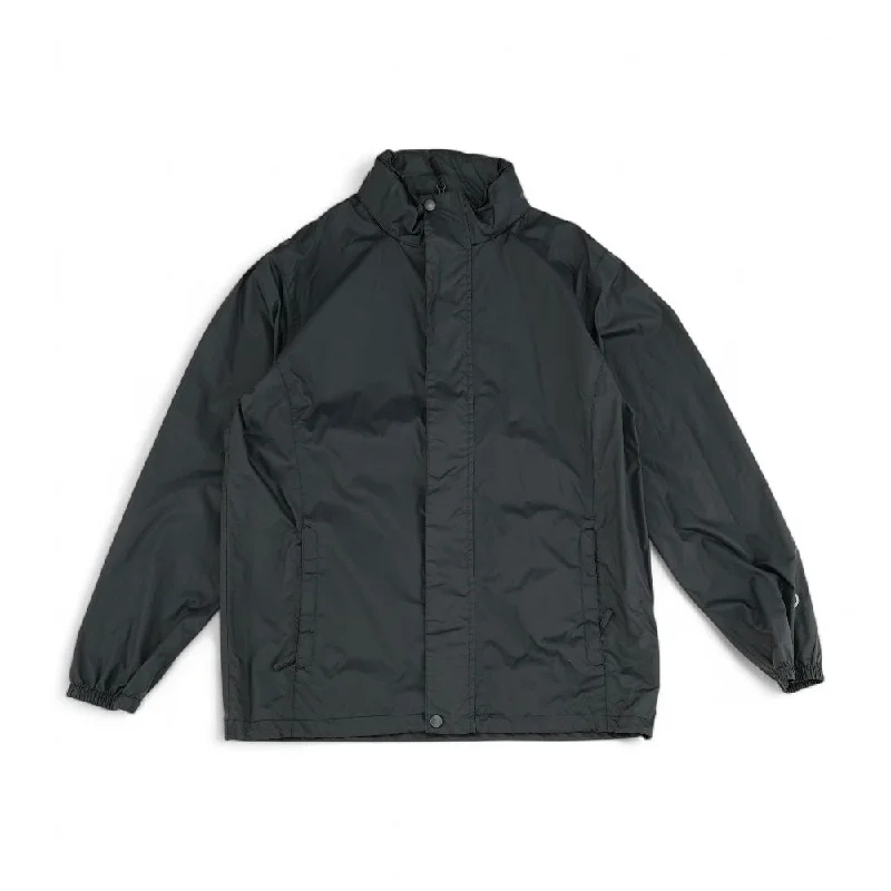 Charcoal Solid Rain Jacket Hooded Jacket Caped Jacket Shawl Collar Jacket