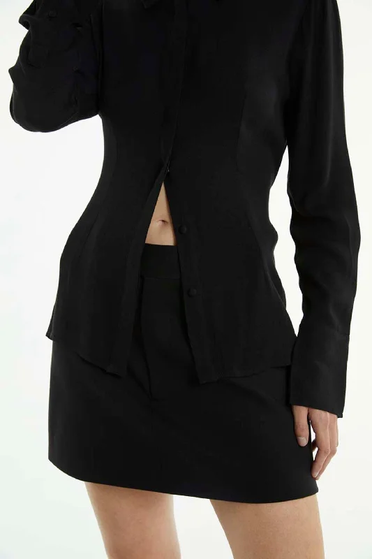 Third Form Interchange Tailored Mini Skirt - Black lace skirt intricate
