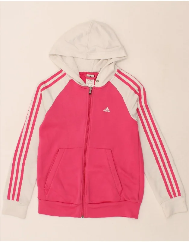 ADIDAS Womens Climalite Zip Hoodie Sweater UK 4/6 XS Pink Colourblock