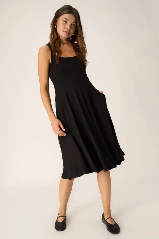 Dance With Me Volume Tank Dress in Black