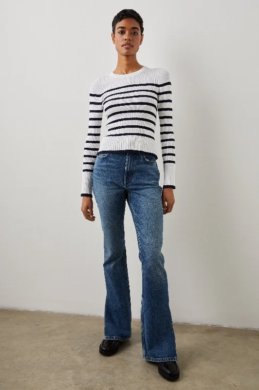 GEMMA SWEATER - IVORY NAVY STRIPE