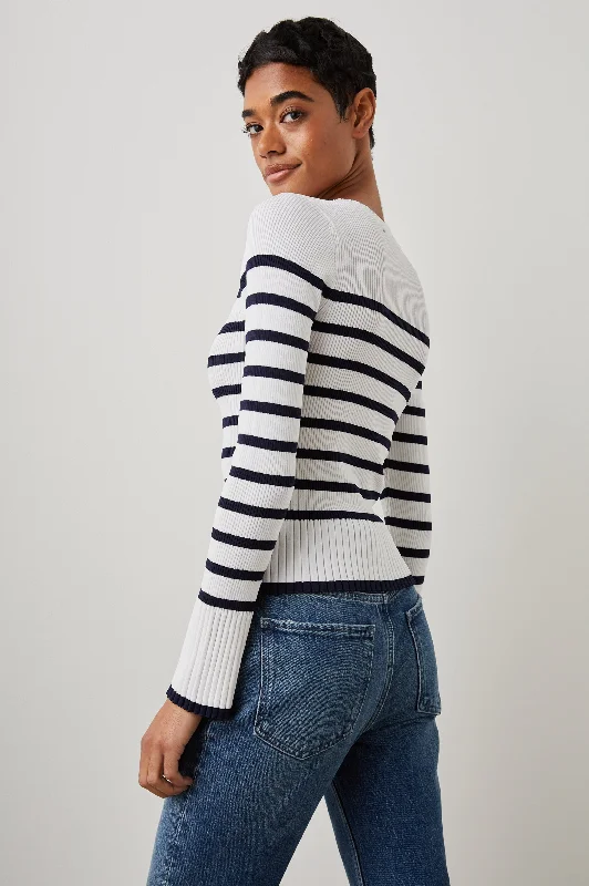 GEMMA SWEATER - IVORY NAVY STRIPE