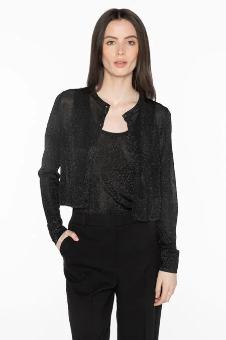 Kinross Cashmere Shimmer Crop Cardigan