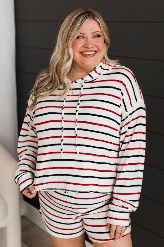 Ready To Relax Striped Hoodie- Ivory