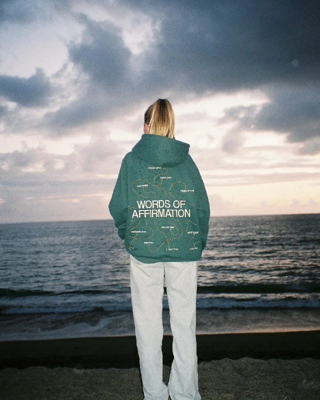 ""Words of Affirmation"" Oversized Lux Hoodie in Green