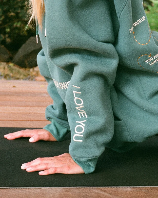 ""Words of Affirmation"" Oversized Lux Hoodie in Green