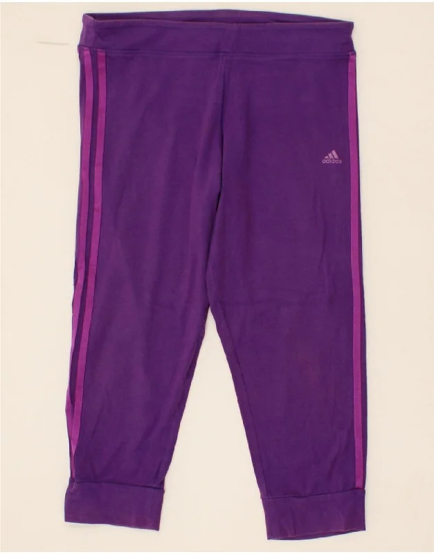 ADIDAS Womens Capri Tracksuit Trousers Joggers UK 12/14 Medium Purple