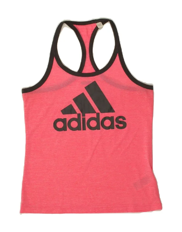 ADIDAS Womens Climalite Graphic Vest Top UK 8/10 Small Pink Polyester