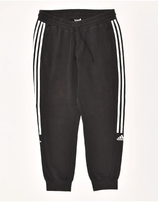 ADIDAS Womens Tracksuit Trousers Joggers UK 12/14 Medium Black Cotton