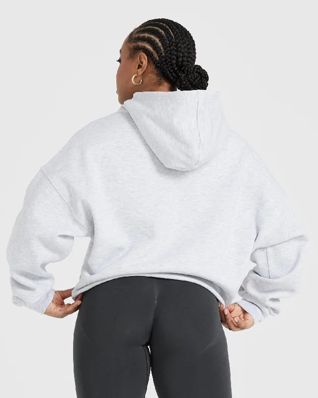 All Day Varsity Oversized Hoodie | Light Grey Marl