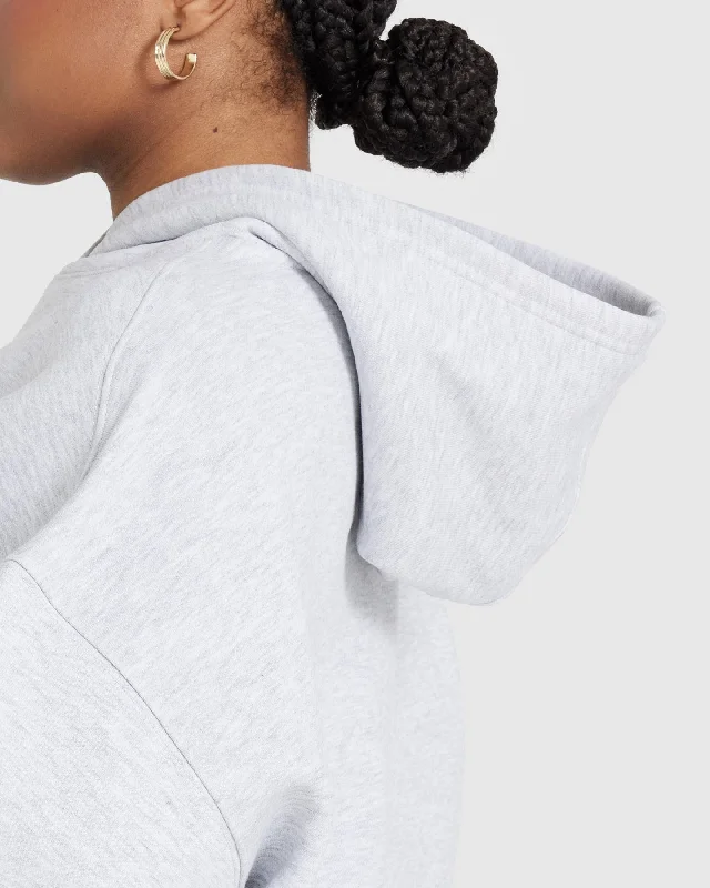 All Day Varsity Oversized Hoodie | Light Grey Marl