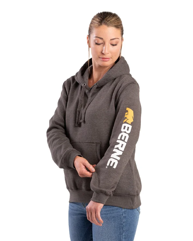 Berne Womens Signature Sleeve Graphite Fleece Hoodie