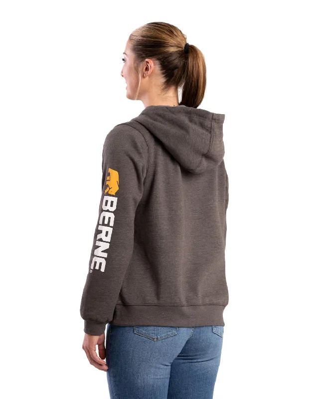 Berne Womens Signature Sleeve Graphite Fleece Hoodie