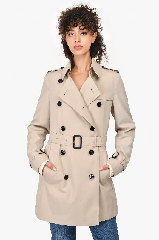 Burberry Light Beige Mid Length Double Breasted Trench Coat with Belt Size 8 US